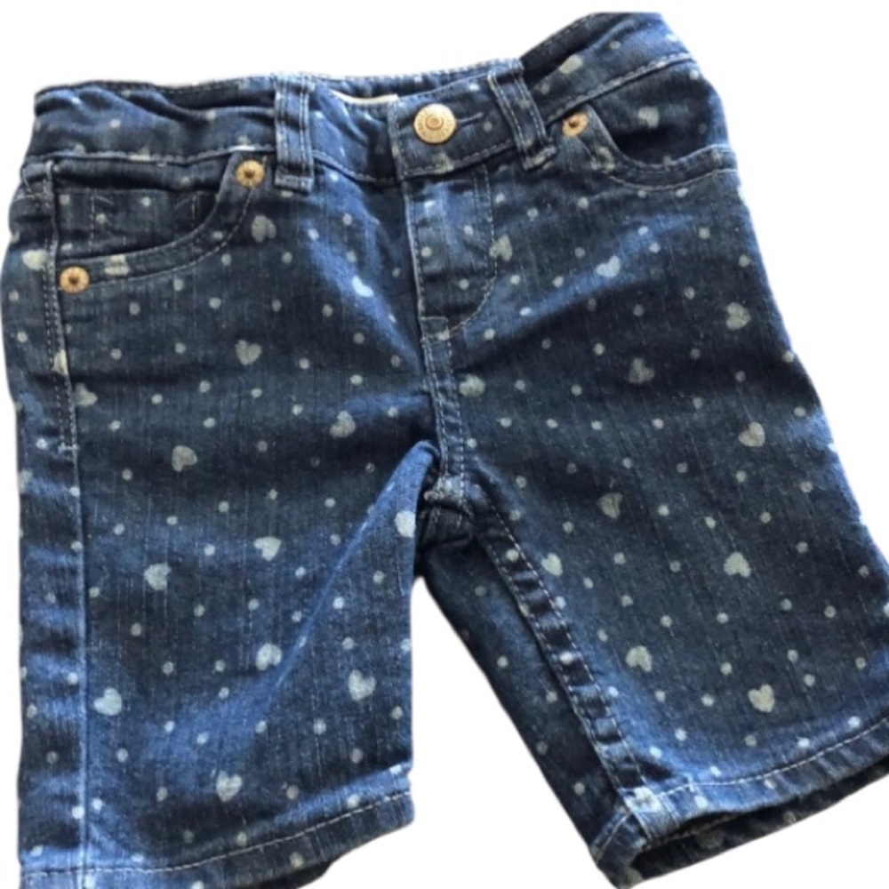 Levi  blue jean shorts size 3 heart pattern girls Deniem shorts